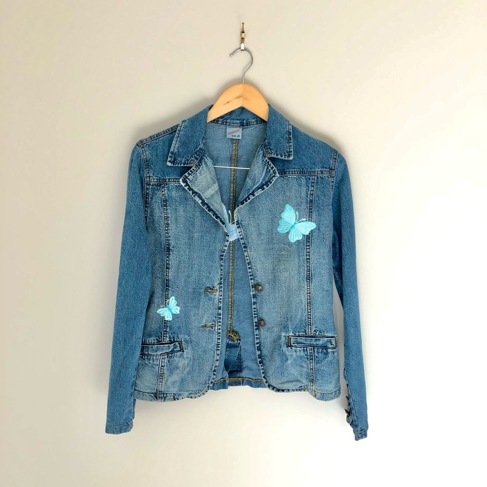 Vintage jean jacket with hand made embroidery